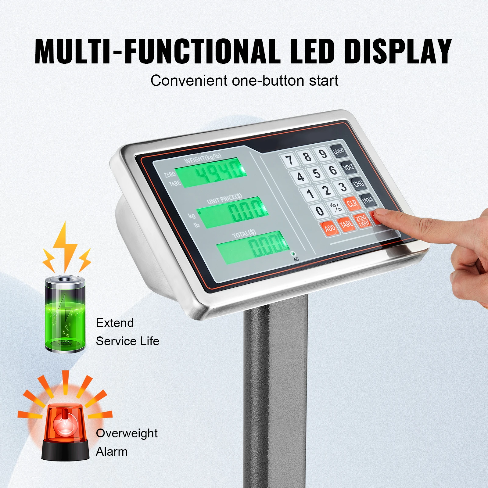 Digital Stainless Steel Platform Scale with LB KG Calculator