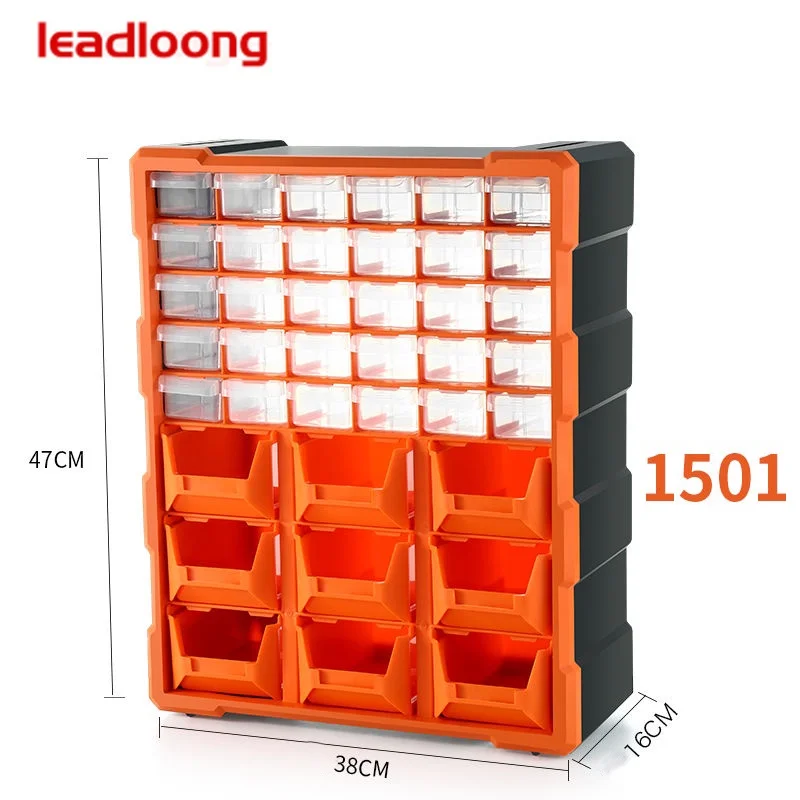 LEADLOONG Plastic Wall-mounted Storage Box Drawers Type Tools Storage Cabinet Detachable Cell Parts Box