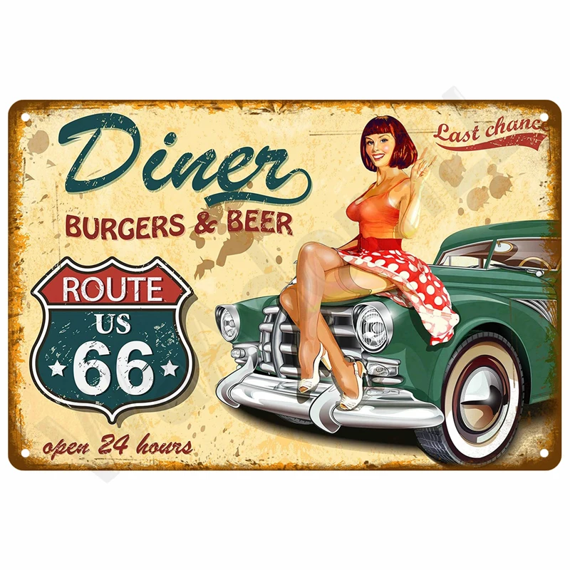 Retro Tin Sign Wall Art - Vintage Aesthetic Metal Plate Decor