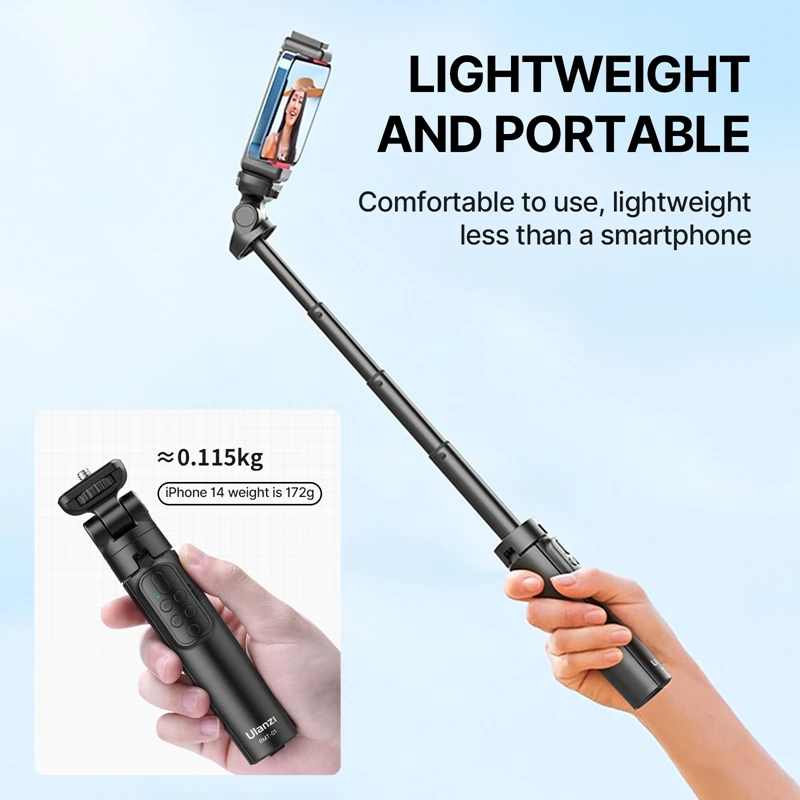 Ulanzi MT-01 Wireless Bluetooth Extendable Selfie Stick Tripod for Sony Canon Nikon DSLR Camera Smartphone