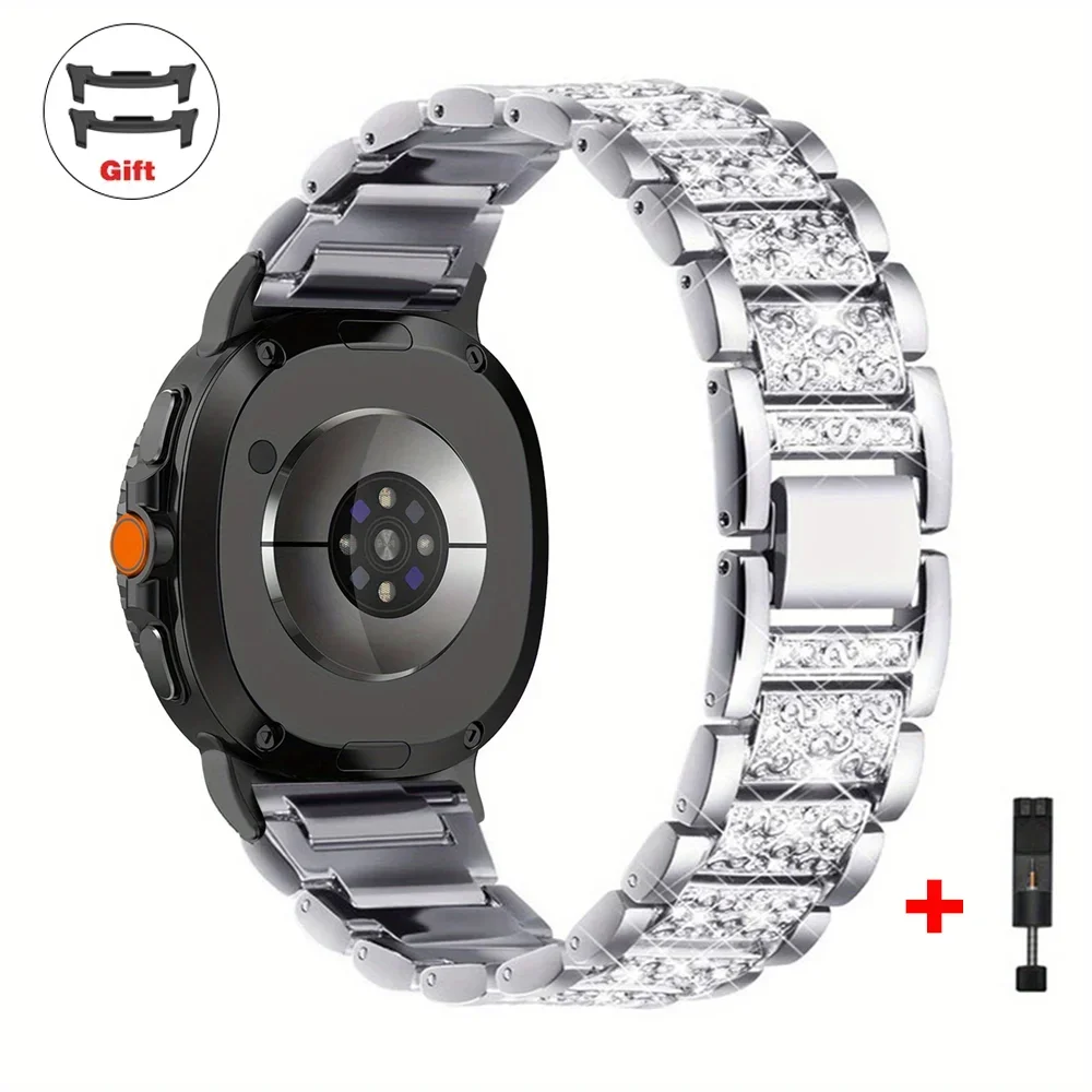 Elegant Diamond Bling Stainless Steel Watch Bracelet