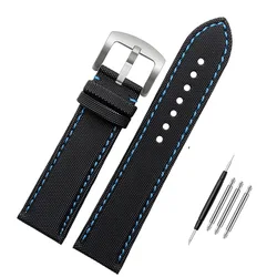Enhanced Nylon Strap for Sport Watches - Blue Water Ghost Design, Available in Multiple Sizes (Black Blue silver)
