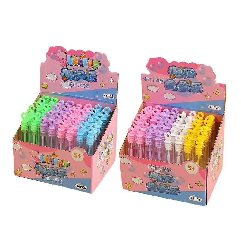 

Bubble Wand Set 48Pcs Mini Safe Outdoor Kid Fun Toys Fun Portable Leakproof Blowing Bubble Tool Parent-child Interactive Toy