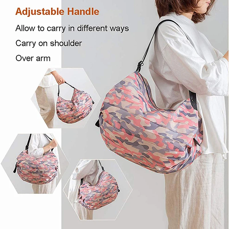 Foldable Storage Bag With Handle Portable Travel Camouflage Handbags Large Capacity Shopping Bag 6