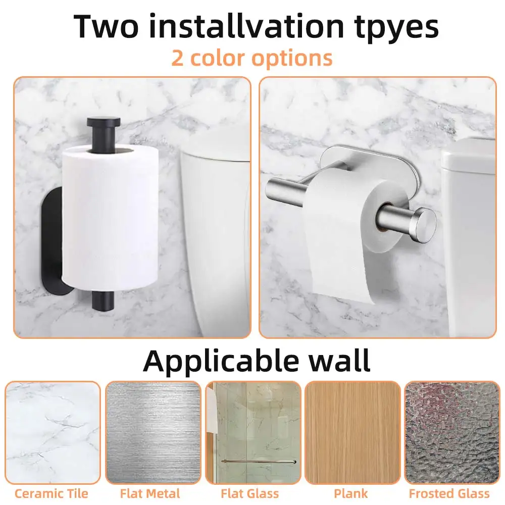 Self Adhesive Paper Towel Holder Stainless Steel Wall Mount No Punching Tissue Towel Roll Dispenser for Bathroom Kitchen