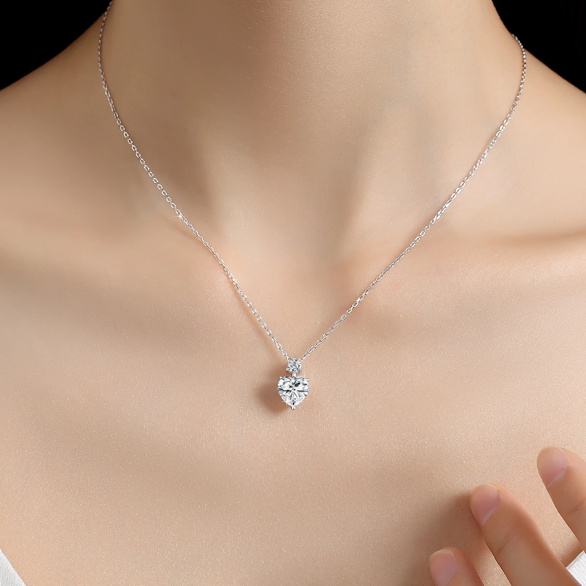 925 Sterling Silver Heart Moissanite Necklace D VVS1 Excellent Cut Diamond Pendant Fine Jewelry Gift for Women Valentine’s Day