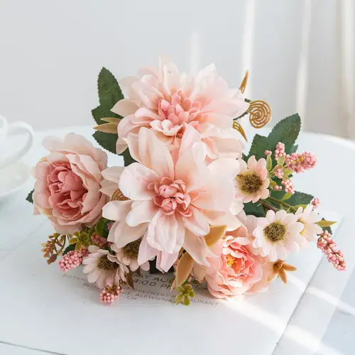 Artificial Flowers Silk Dahlia Rose daisy Valentine's Home RoomDecoration Bonsai Room Wedding Bridal Bouquet Party Diy Hot sales - Image 11