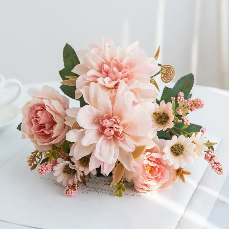 Artificial Flowers Silk Dahlia Rose daisy Valentine's Home RoomDecoration Bonsai Room Wedding Bridal Bouquet Party Diy Hot sales - Image 11