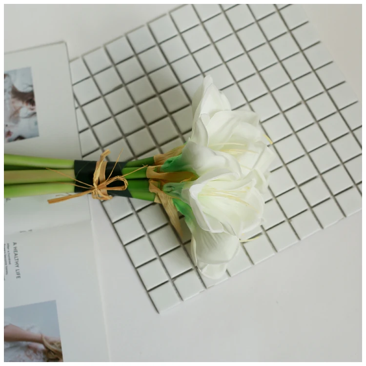 Whitney WB581 White Orange Real Touch Clivia Artificial Flower Orchid Wedding Bouquet Ramo De Novia Boda Accessoires De Mariage