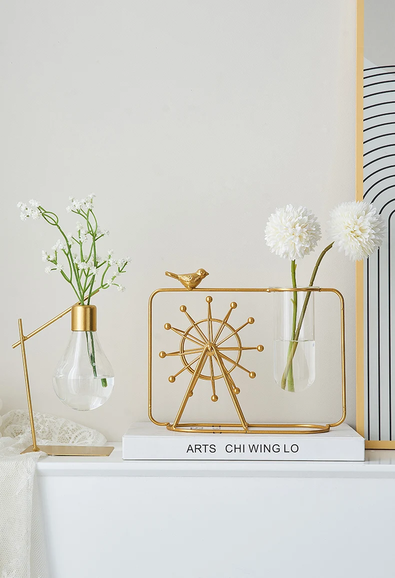 Hydroponic Vase Home Decoration Accessories Glass Plant Bathroom Terrarium Ferris Wheel Flower Gift