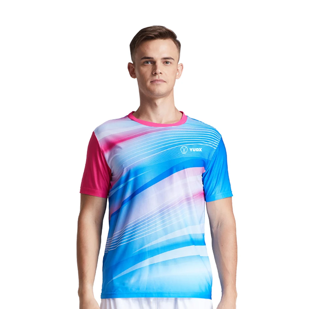 

Yudx Cluster Stripe Series Men's Badminton Tennis T-Shirt Quick Dry Round Neck Top Harajuku Loose Clothing Men's Badminton Sport