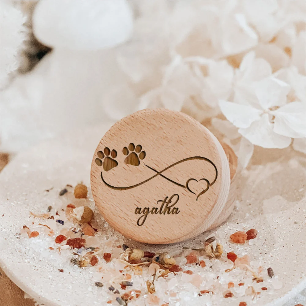 paw Love Name Printing pet memory storage box Cat Dog Teeth Wooden Carving Storage Box Pet Supplies Decor Memorial Gifts