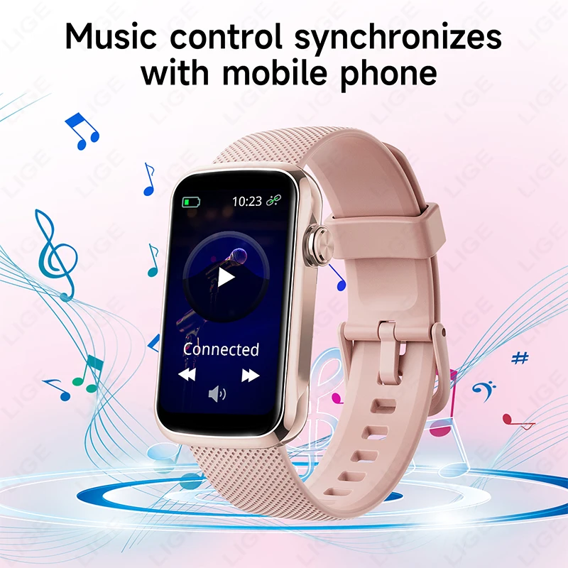 LIGE Women Smart Bracelet Men Smartwatch Ladies Heart Rate Blood Oxygen IP68 Waterproof Sports Smart Band Watch For Android IOS