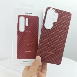 Premium Carbon Fiber Magnetic Shockproof Case with Alloy Lens Protection - Galaxy S26 Ultra (Red)