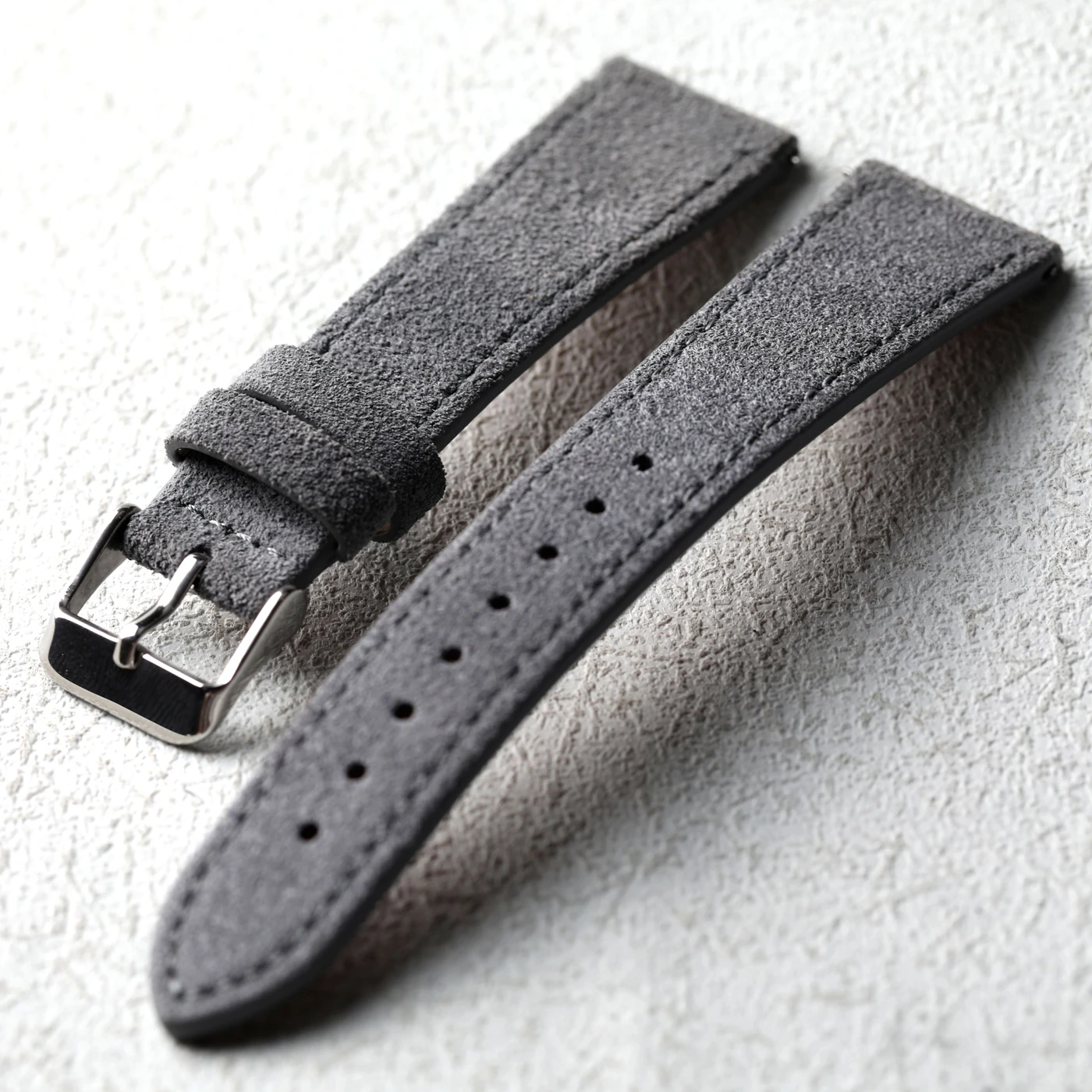 Vintage Gray Handmade Soft Suede Men's Leather Bracelet Strap, S/M Size