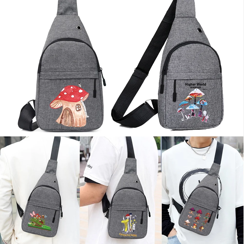 

Chest Bag New Trend Shoulder Bag Women Crossbody Bag Men Fashion Mushroom Series Bum Bag Travel Purse Phone Pouch Pocket Hip Bag