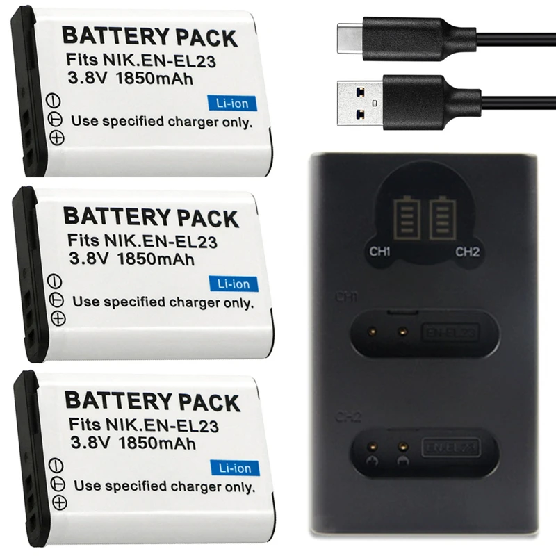 Batteria Originale 1850Mah En-El23 Enel23 En El23 Per Fotocamera Nikon Coolpix P900 P900S P610 P610S P600 B700 S810C