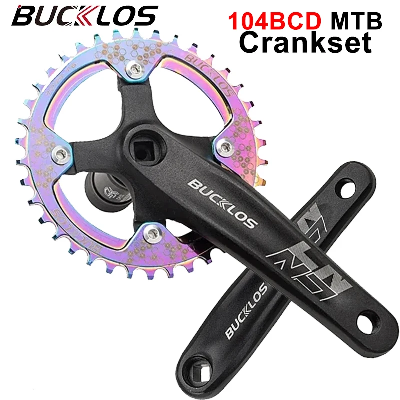 Прочный велосипедный кривошипный комплект BUCKLOS 104BCD для горного велосипеда 30T 32T 34T 36T 38T велосипедные Кривошипные системы с узкими широкими зубцами велосипедные аксессуары