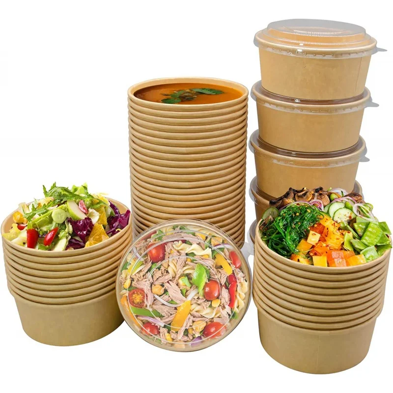 

Customized productEco-friendly Disposable Kraft Paper Salad Fruit Soup Bowl 500 750 1000 1090 1200ml Paper Bowls Food Packing Co