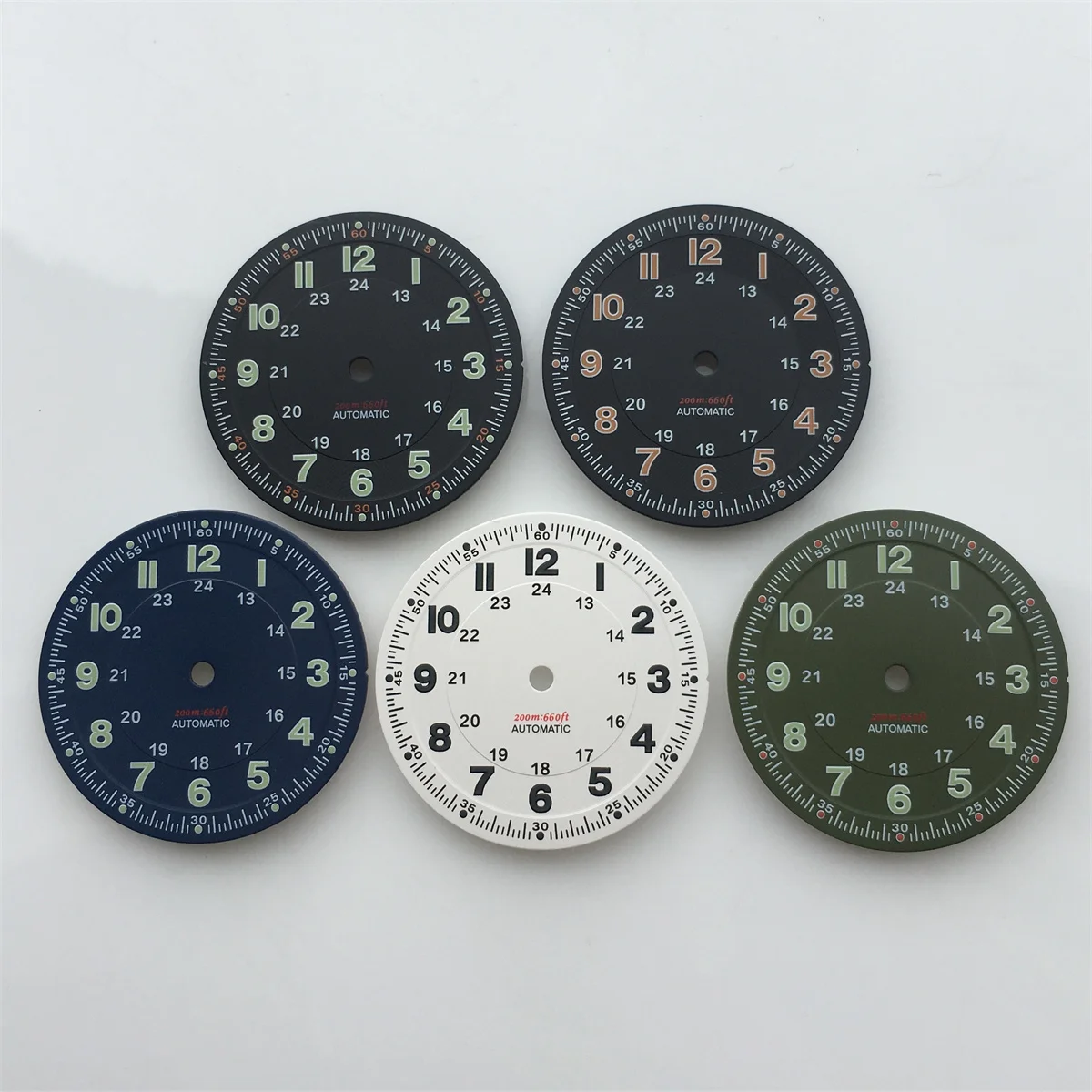 Classic 29mm Pilot Style Watch Dial Face with Arabic Numerals and Hands Set