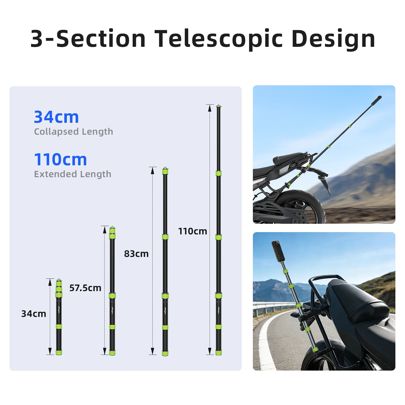 Perche selfie pour guidon de moto pour caméra action_voghion.com