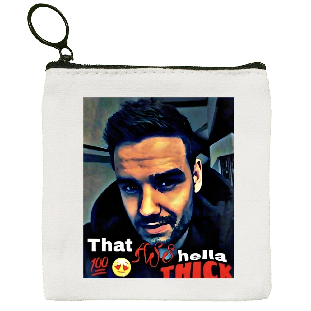 Liam Payne Canvas Coin Purse Canvas Bag Small Square Key Storage Card Cartoon Coin Bag