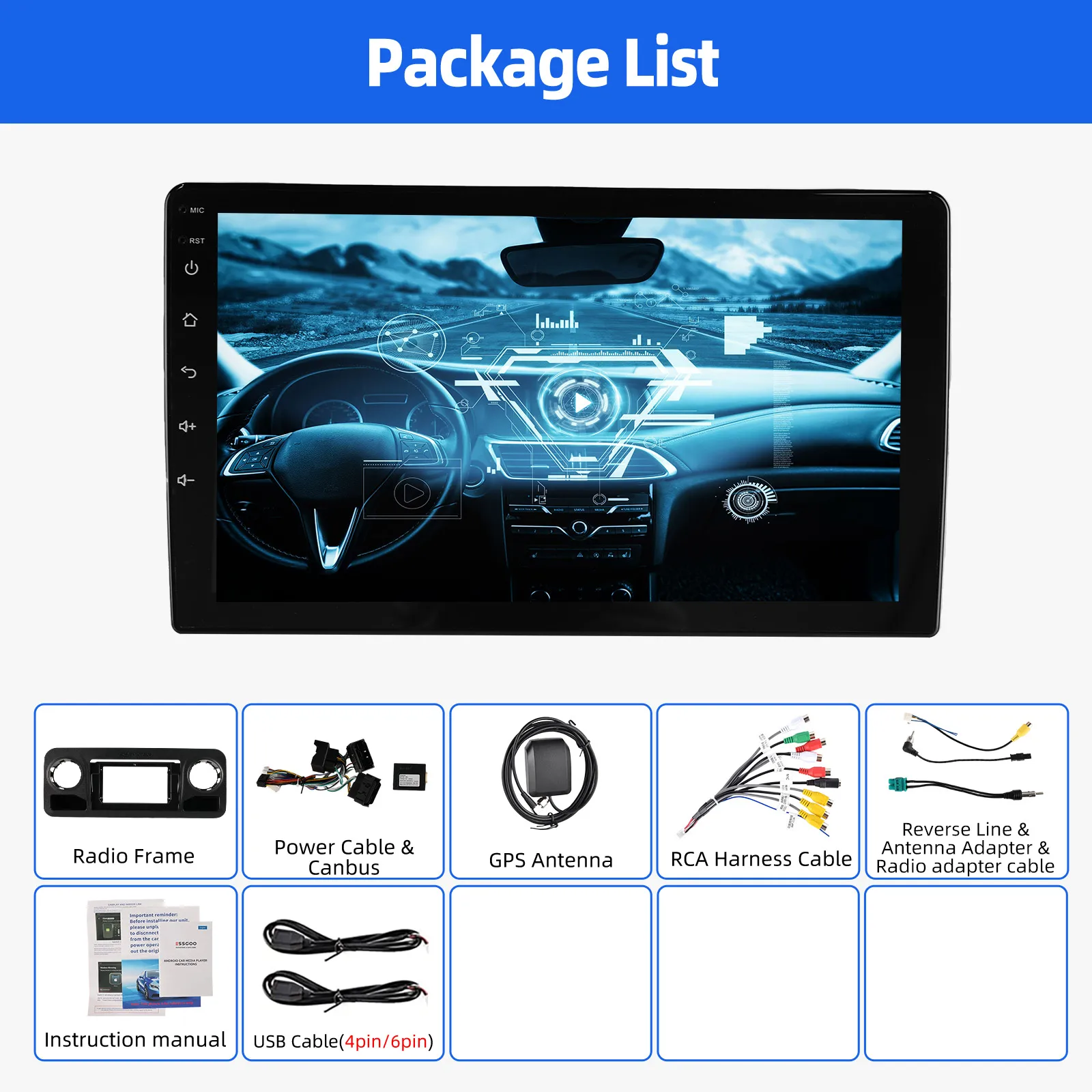 ESSGOO Android 15 IPS Touchscreen Display 10 Zoll Für Mercedes Benz Sprinter W907 2018-2023 Apple CarPlay Android Auto Drahtlos Autoradio GPS Navigation WIFI Lenkradfernbedienung RDS Bluetooth FM USB Spiegel Link ASP – Detail 21