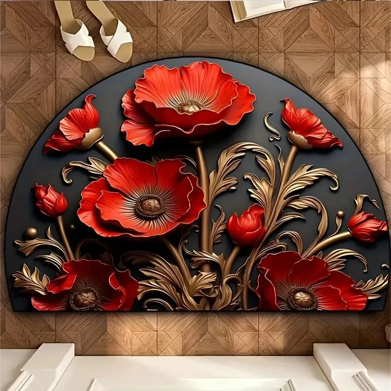 Floral Semi-Circle Door Mat 2