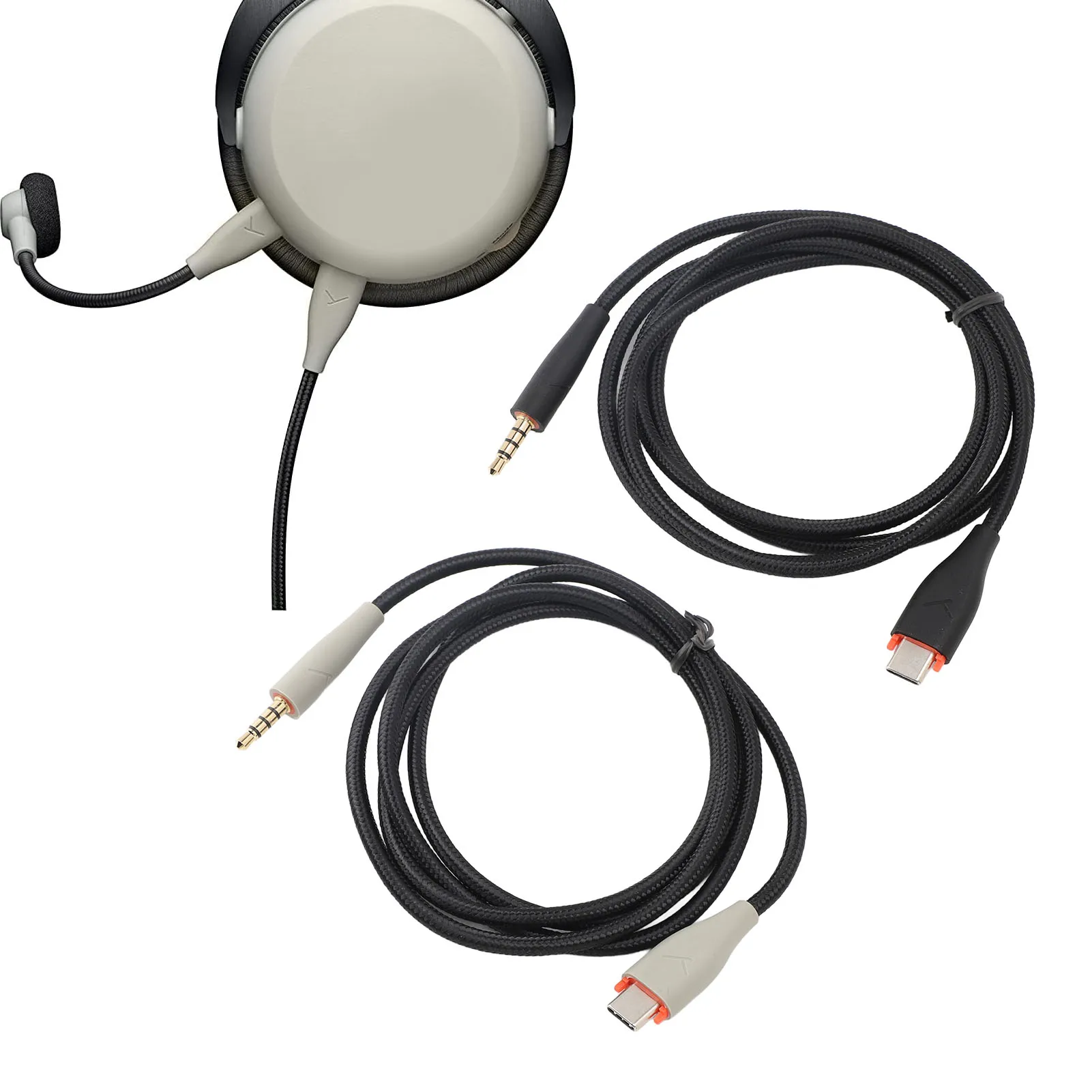 Type C to 3.5mm Headphone Aux Cable OFC Woven Cable Headphone Replacement for MMX150 Headset 1.2 Meters