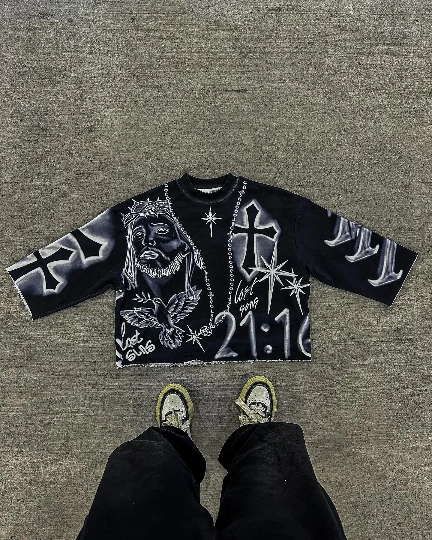 Y2k Retro Tie Dye Cross T Shirts Gothic Hip Hop Graphic Full