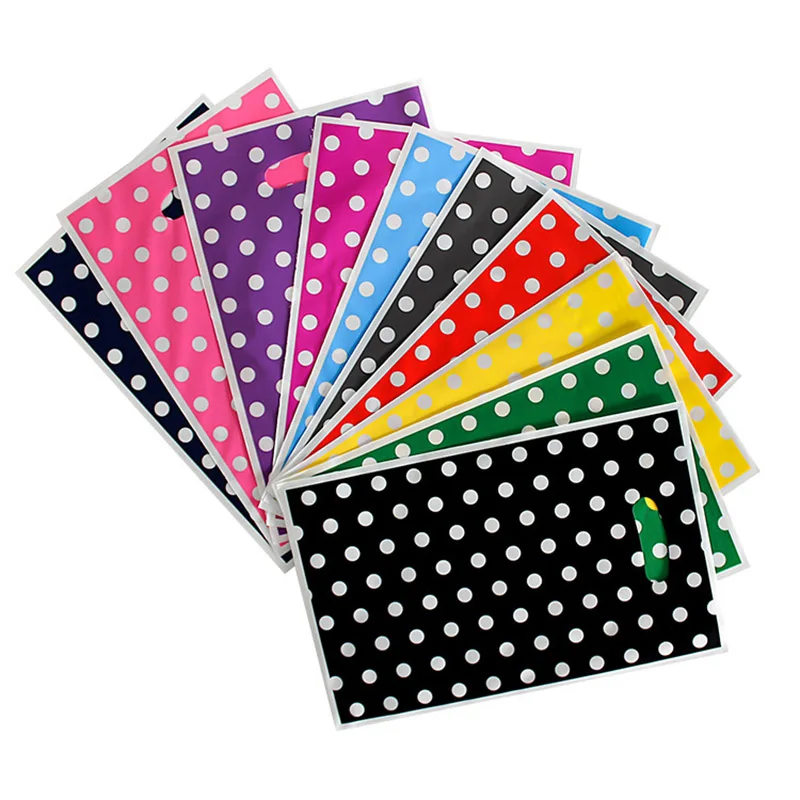 10/20pcs Printed Gift Bags Polka Dots Plastic Candy Bag Child Party Loot Bags Boy Girl Kids Birthday Party Favors Supplies Decor plastic gift bags party gift bags gift bags candy bags