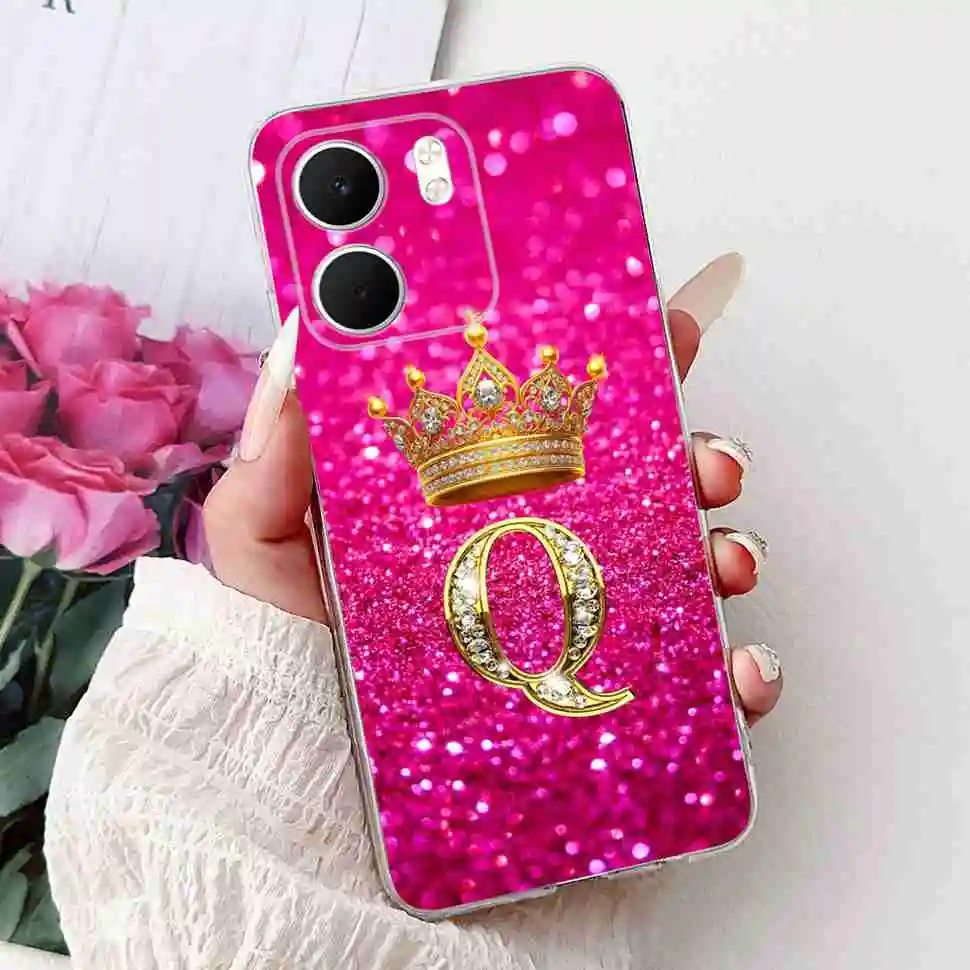 Fashion Flower Crown Soft Silicone TPU Phone Case Cover, A-Z Alphabet Design