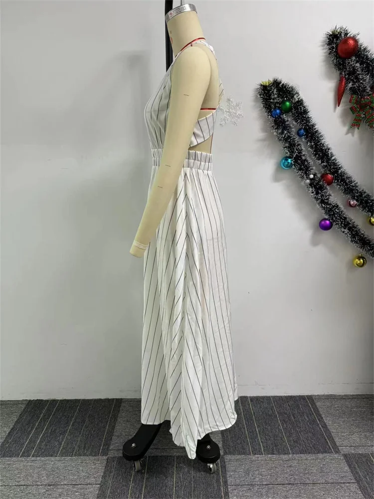 Wmstar Women's  Dress New in Summer Sleeveless Fashion Elegance Striped Elastic Waist Dresses Wholesale Dropshipping 2024