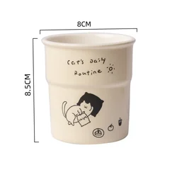 Charming Cat Illustration Coffee Cup - 225ml Latte & Breakfast Mug Gift - 225ML (Rest)