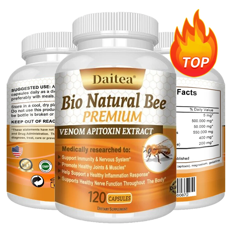 

Daitea Bee Venom Extract, Supports a Healthy Immune System, for Joints and Muscles - Non-GMO, Gluten-Free, 120 Capsules