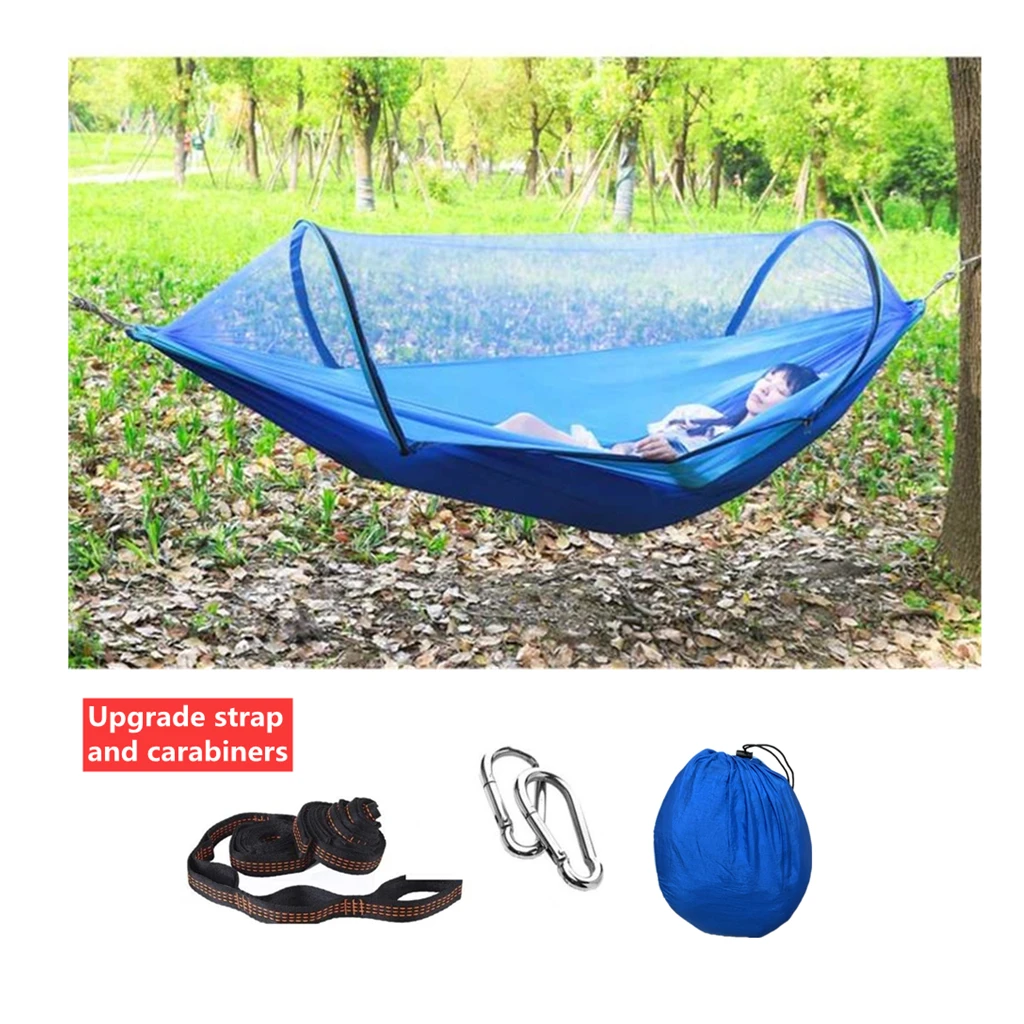 Camping Hammock with Mosquito Net Pop-Up Light Portable Outdoor Parachute Hammocks Swing Sleeping Hammock Camping Stuff 