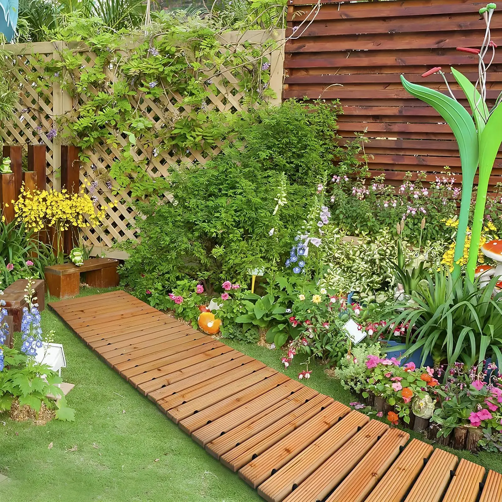 מסלול גינה עץ לחוץ עם גלגל ישר, עמיד למזג האוויר, מסלול לוח למסיבת חוף לחצר