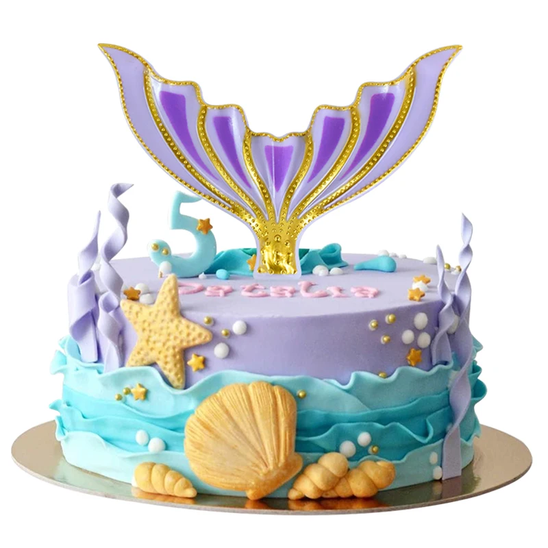 

Mermaid Cake Topper Mermaid Theme Party Cake Decoration Girl's Birthday Baby Shower Plastics Dessert Baking Decor Accessories