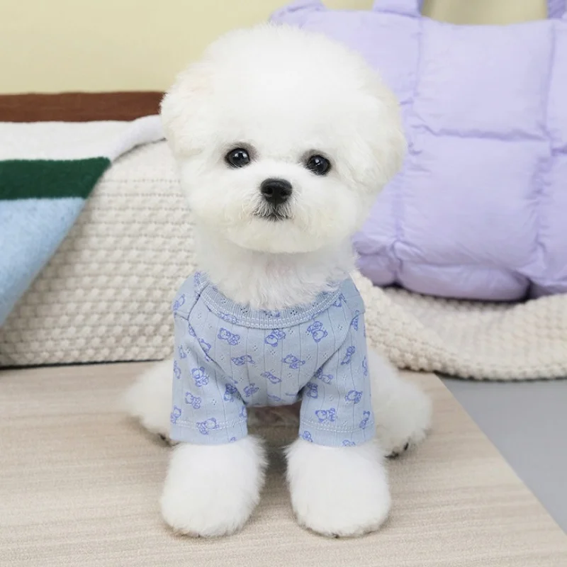 Autumn Soft Dog Shirt Warm Dog Clothes Bear Print Puppy Undershirt Fashion Cute Bottoming Shirt Pet Vest Bichon Poodle Apparel 3