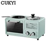 CUKYI Electric 3 in 1 Household Breakfast machine mini bread toaster baking oven omelette fry pan hot pot boiler food steamer EU 1
