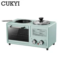 CUKYI Electric 3 in 1 Household Breakfast machine mini bread toaster baking oven omelette fry pan hot pot boiler food steamer EU 1