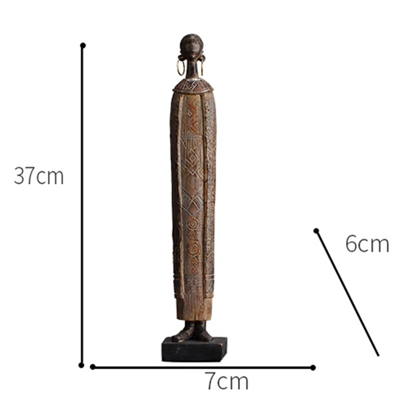 Ethnic Style African Statue Sculpture Resin Figurines Tribal Lady Collectible Desktop Dolls Ornament for Cabinet Bedroom Decor