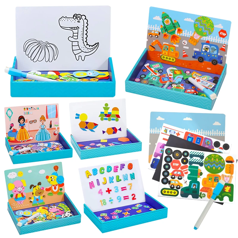 Multi functional Magnetic Puzzle Painting board Animal Letter Number Geometry Princess Early Education Kindergarten Boy Girl puzzle toys magnetic puzzle toys