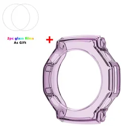 Dual-Layer Protective Case with Tempered Screen Shield for Amazfit T-Rex 3 (Purple)