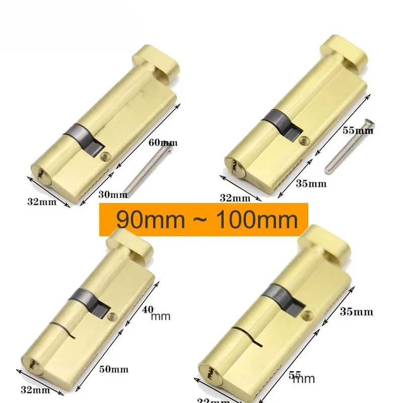 Door Lock Cylinder 32MM Height 90mm 95mm 100mm Length 3 Keys for Aluminum alloy door Anti-theft door Eccentric