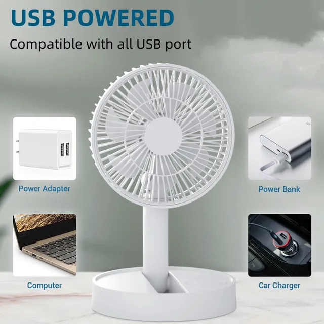 F28 Portable Mini Desktop USB Folding Fan with 4 Speed and Timing Functions Suitable for Bedroom Indoor or Outdoor Use 2