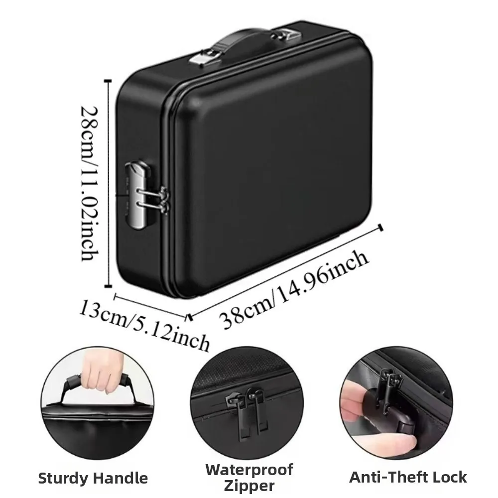 Fireproof Box Water Resistant Hard-Shell Design File Security Bag Password Lock Wear-resistant Files Briefcase_voghion.com