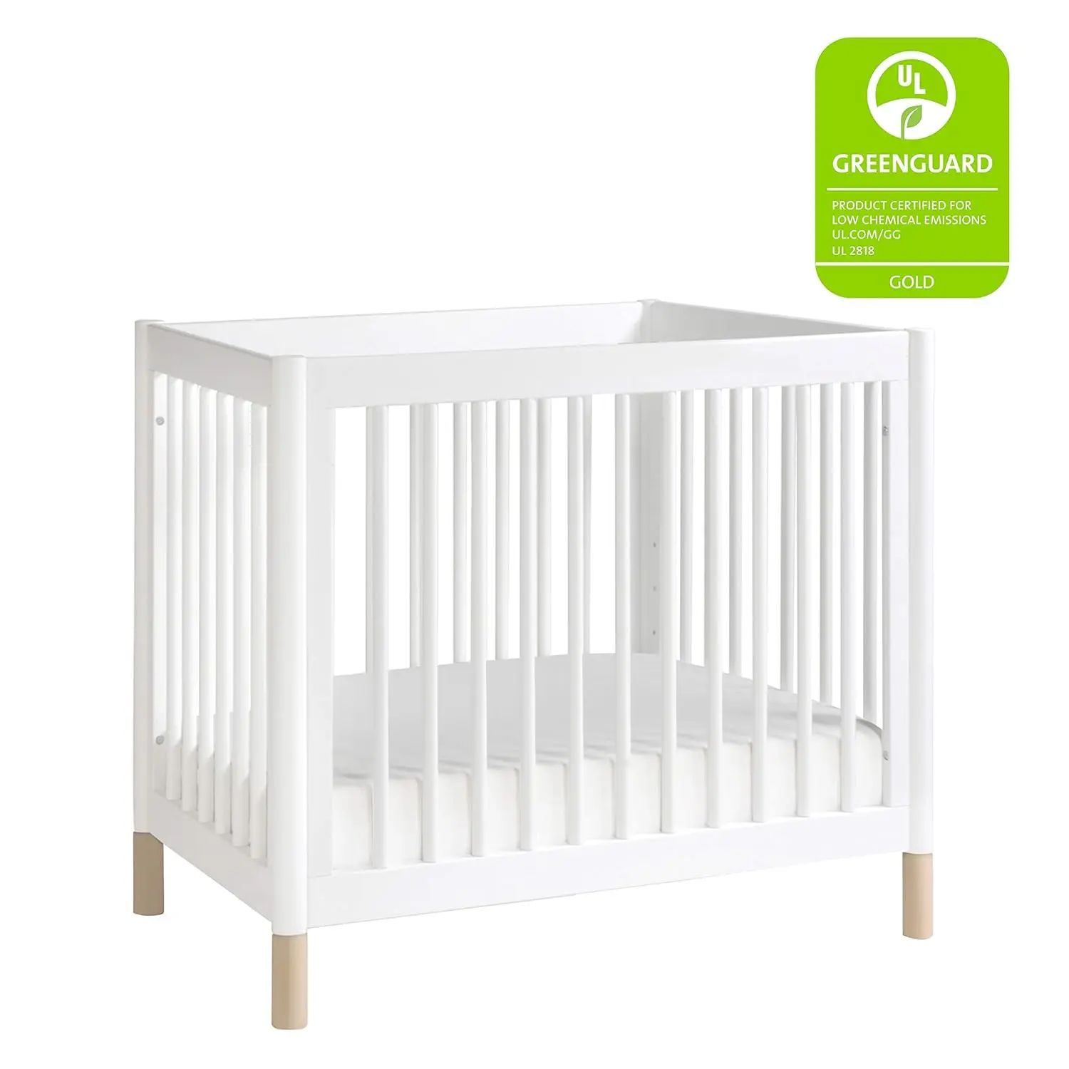 

Мини-кроватка Babyletto Gelato 4 в 1, белая и промытая натуральная, сертифицированная Greenguard Gold