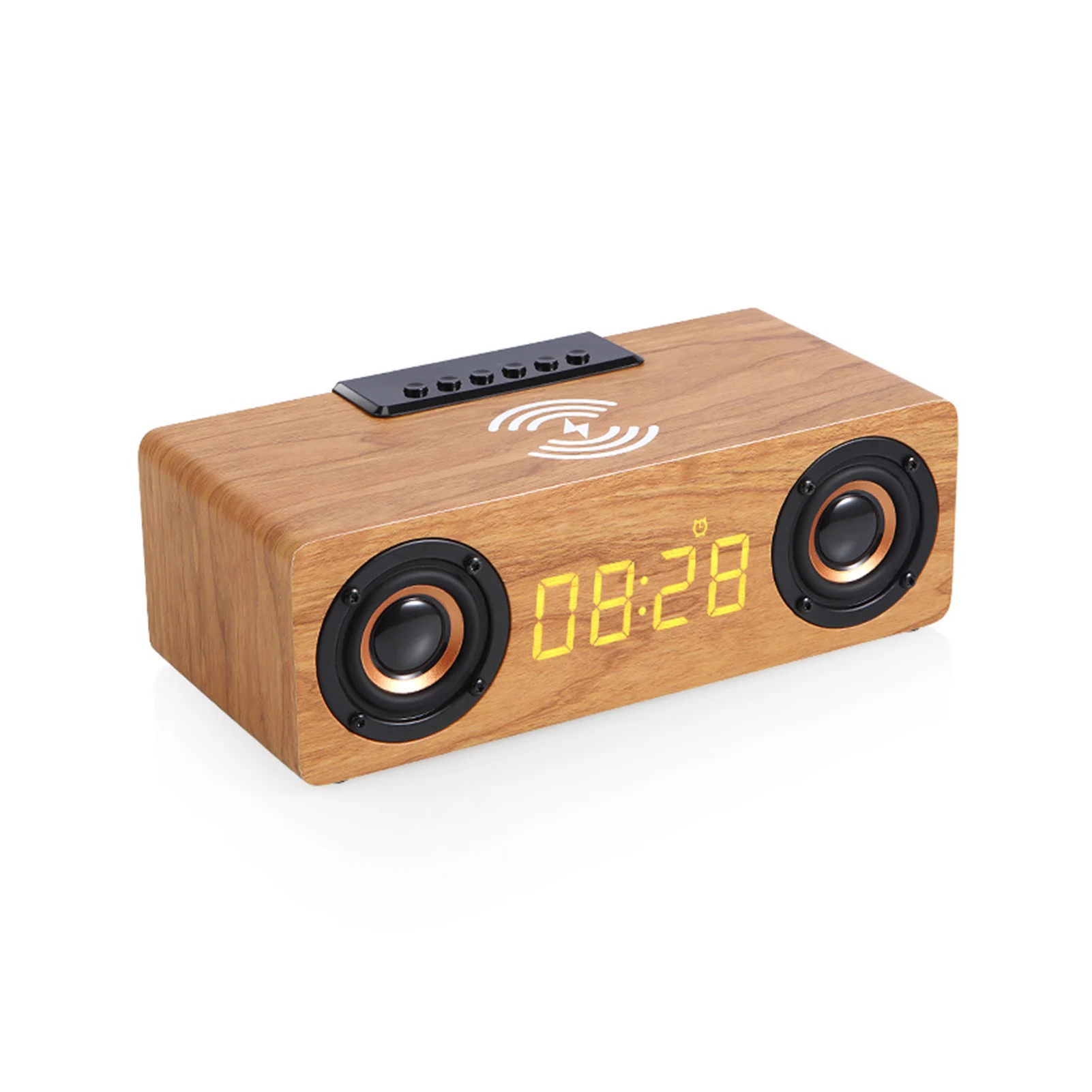 

Multifunctional Wireless Charger Music Support TF Card FM Radio Compatible Alarm Clock LED Display Portable Speaker