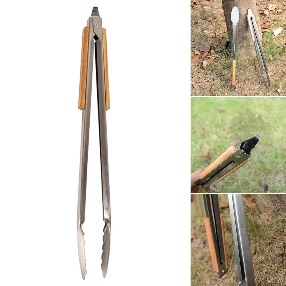 

Toast Steak Tongs Stainless Steel Kitchen Beef Food Tongs Extended Heat-Resistant Reusable Cooking Tool for Outdoor BBQ Picnic
